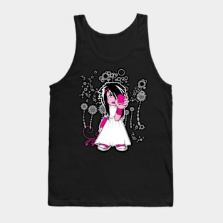 Cute Emo Girl with Heart Tank Top